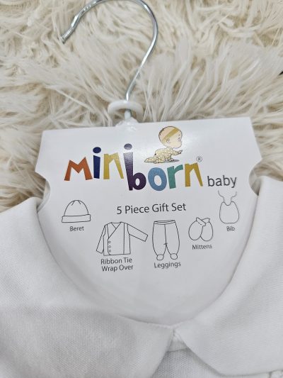 Set Newborn 5piese Alb cu Dantela - imagine 2