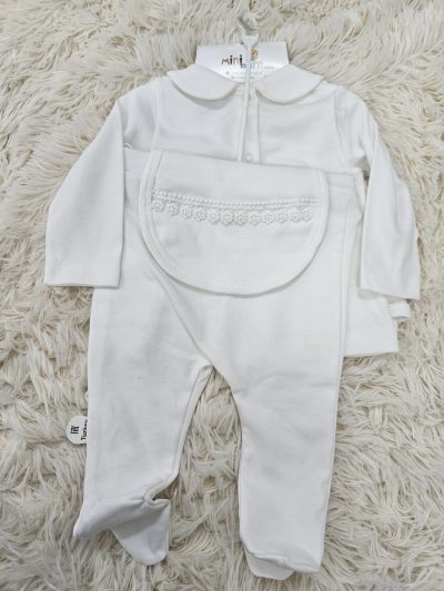 Set Newborn 5piese Alb cu Dantela - imagine 3