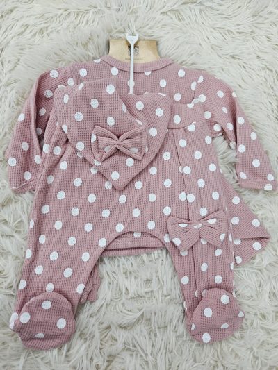 Set Newborn 5piese Roz Pudra cu Buline - imagine 2