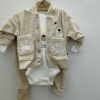 Costumas Mini Pakel Culoare Crem cu Model Ursulet 3-6 luni - imagine 2
