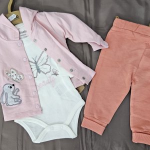 Set 3 piese din bumbac 100% pentru fetițe – „Beauty”