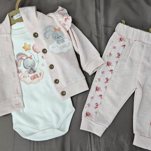 Set 3 piese din bumbac 100% pentru fetițe – „It’s a Girl!”