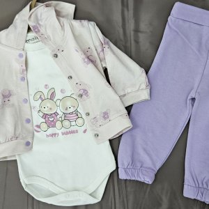 Set 3 piese din bumbac 100% pentru fetițe – Happy Bubbles
